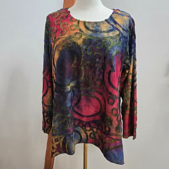 ALI MILES Artsy Long Sleeve Asymmetrical Hem Top Size Petite Large - Picture 1 of 8